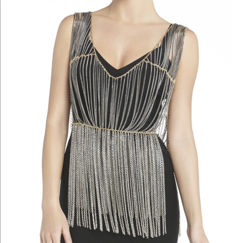 Peplum Fringe Chain Dress